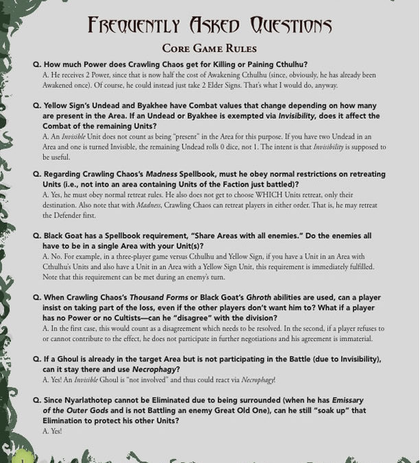 Cthulhu Wars FAQ
