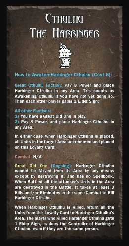 Cthulhu Wars Harbinger Loyalty Card